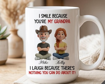 Funny Granddaughter Grandpa Gift, Grandpa Christmas Gift from Granddaughter, Personalized Cartoon Grandpa Mug from Granddaughter