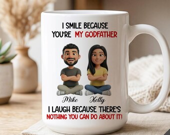 Christmas Gift for Godfather from Goddaughter, Funny Goddaughter Godfather Mug, Personalized Portrait Mug for Godfather from Goddaughter