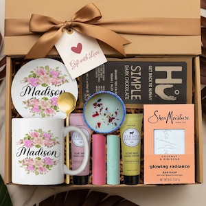 Personalized Gift Box For Her Spa & Relaxation Gift Basket For Her Self Care Birthday Gifts For Woman Daughter Girlfriend Grandma Sister Mom