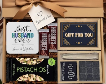 Custom Husband Whiskey Gift Basket Personalized Husband Birthday Gifts Husband Care Package Fathers Day Gift For Husband Valentines Gift Box