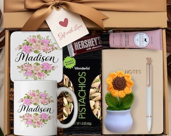 Personalized Gift Basket Woman Birthday Self Care Box For Her Care Package Gift Box With Flower For Grandma Sister Mom Daughter Girlfriend
