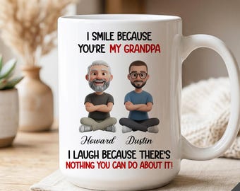 Grandpa Christmas Birthday Fathers Day Grandparent Day Gift for Grandpa from Grandson, Personalized Papa Mug from Grandson Funny Grandpa Mug