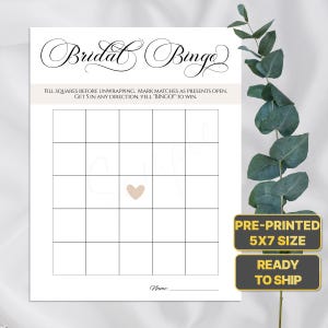 Jeu de bingo pour la douche nuptiale imprimé Jeu de bingo pour la douche nuptiale imprimée Carte de bingo pour la douche nuptiale imprimée Jeux EVJF imprimés s403