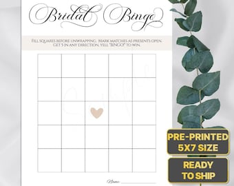 Printed Bridal Shower Game Printed Bridal Shower Bingo Game Printed Bridal Shower Bingo Card Printed Bachelorette Party Games Printed s403
