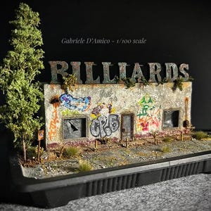 Miniature Hyper Realistic Abandoned Billiards Hall - Unique Home Display Piece