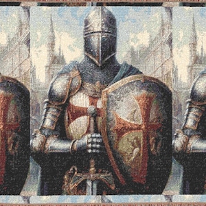 Coperta intrecciata con cavaliere medievale - Arazzo accogliente per l&#39;arredamento della casa, regalo per gli amanti della storia, serata cinema in famiglia, coperta per il soggiorno