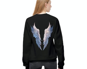 Moletom Angel Wings, suéter Guardian Angel, Heavenly Apparel, blusa Seraphim, suéter unissex de gola redonda