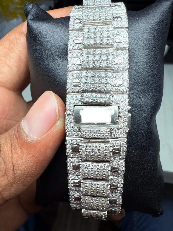 VVS Moissanite Diamond Watch, Iced Out Men's Automatic Movement Wristwatch, Luxury Diamond Watch For Him, Hip Hop Jewelry For Him