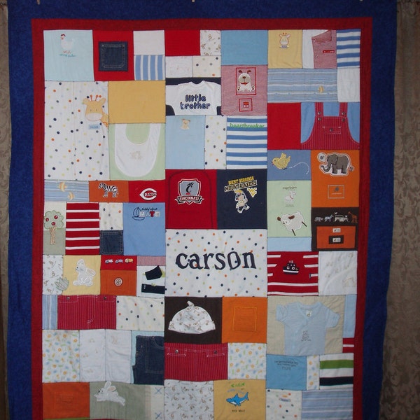 Large throw size Patchwork Style Quilt made from small clothing - CUSTOM ORDERS