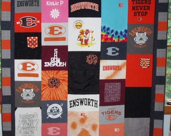 CUSTOM ORDER for Twin size Patchwork Quilts made from your Tshirts ~ 20-25 Tshirts