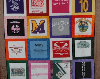 Tshirt Quilt - CUSTOM ORDERS - Extra Long Twin  (24 squares)