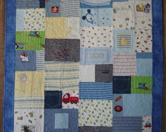 CUSTOM ORDERS -Small throw size Patchwork quilt made from your clothing items