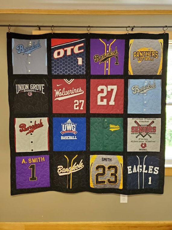 CUSTOM ORDERS on a Quilt Made From YOUR Baseball Jerseys - Etsy