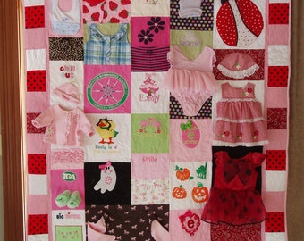 CUSTOM ORDERS -  Large Throw size Patchwork Quilt made from clothes