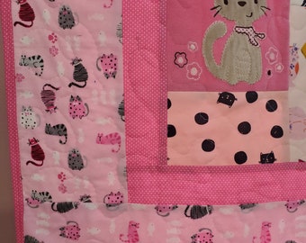 OOAK ready to ship cat themed baby quilt