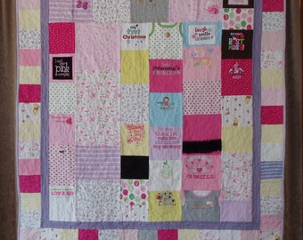 Small Throw size Patchwork Quilt made from clothes- CUSTOM ORDERS