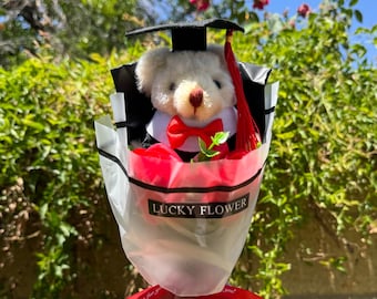 Graduation Bear Bouquet: Plush Teddy Bear with Cap & Gown