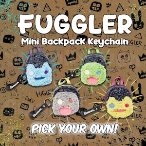 Fuggler Mini Backpack Keychain: Funny Ugly Monster Bag Charm with Stickers