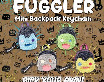 Fuggler Mini Backpack Keychain: Funny Ugly Monster Bag Charm with Stickers