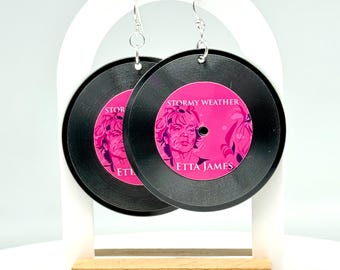 Custom Album Cover Vinyl Record Earrings: 14K Gold, Sterling Silver, or Steel