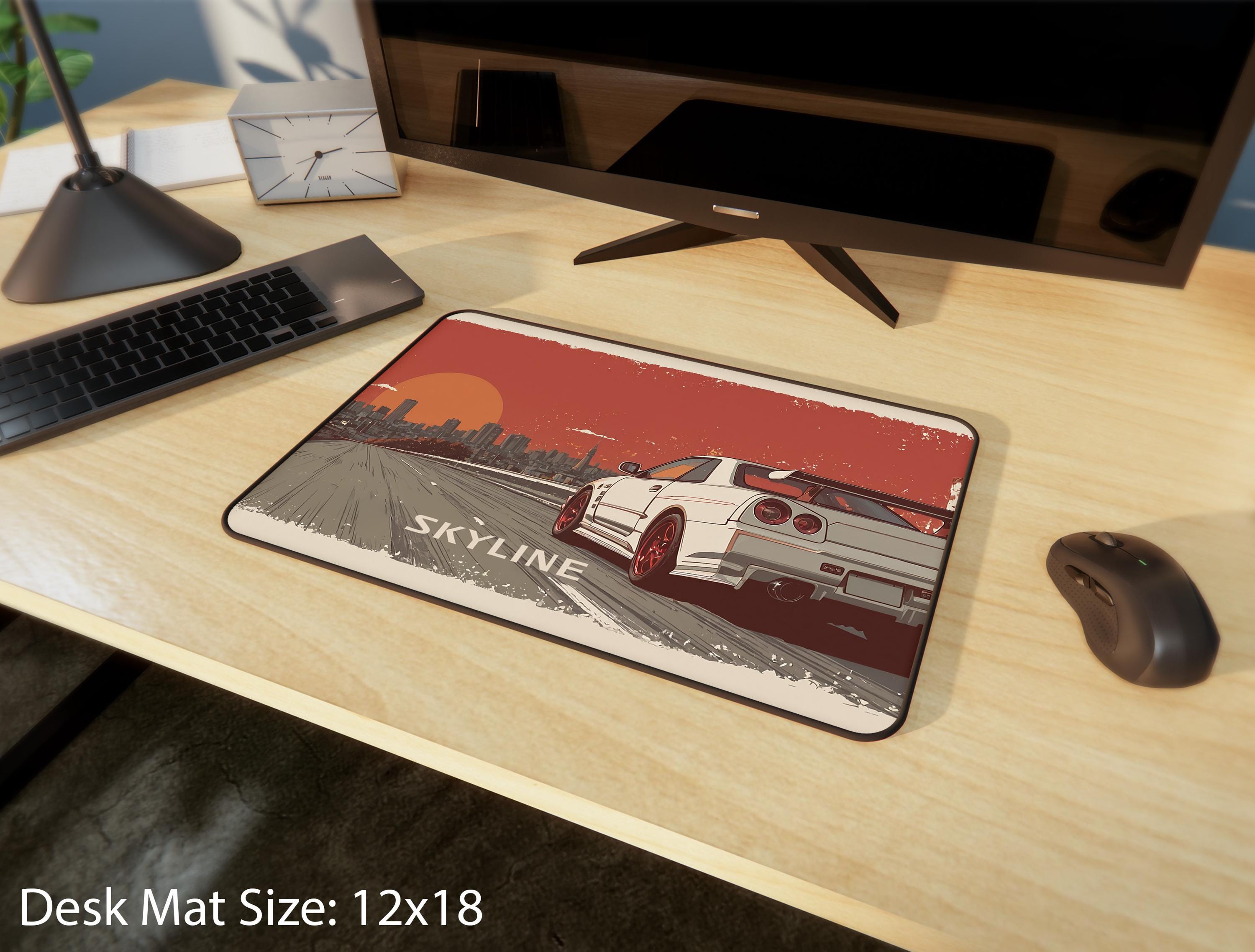 日産スカイライン R34 デスクマット：ヴィンテージ日本車アート