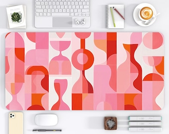 Modern Abstract Desk Mat with Vibrant Shapes | Artistic Neoprene Mouse Pad