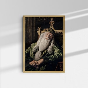Sleeping Headmaster Portrait: Wizard School Handmade Canvas Art