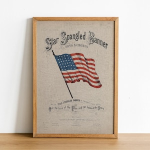 Vintage Star Spangled Banner Print - Our Flag Poster - Antique American Flag Wall Art - Patriotic Decor - July 4th Independence Day Gift