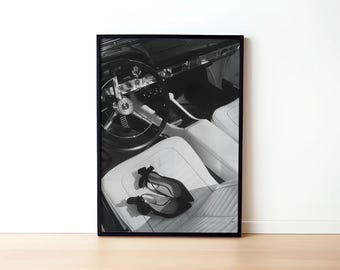 Vintage Heels Poster, Vintage Aesthetic Woman, vintage car poster, black and white vintage print, vintage fashion print, fashion poster