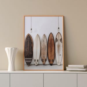 Surfboard Wall Art: Beach Ocean Print - Coastal Home Decor