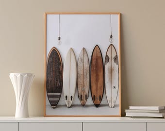 Surfboard Wall Art: Beach Ocean Print - Coastal Home Decor