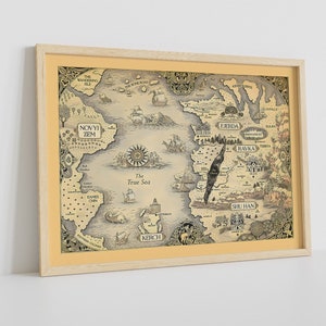 De Grishaverse-kaartdoek, fantasykaart, Grisha-trilogiekaart, Six of Crows, Shu Han, Ravka-kaart, Shadow and Bone, fantasycartografie