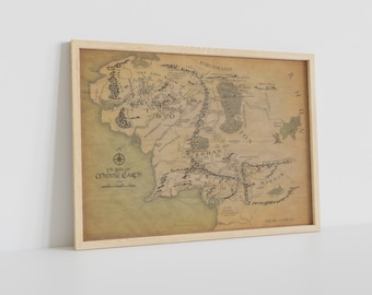 Fantasy Earth Map Canvas: Vintage Fantasy Wall Decor