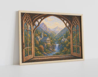 Lord of the Rings Rivendell landscape view, LOTR Home Decor, LOTR fellowship of the ring print, LOTR gift idea for friend, Canvas Decor