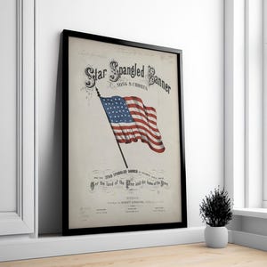 Vintage Star Spangled Banner Print - Our Flag Poster - Antique American Flag Wall Art - Patriotic Decor - July 4th Independence Day Gift
