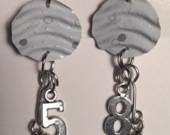 Numbers recycled can earrings