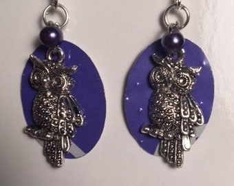 Owl recycled can earrings