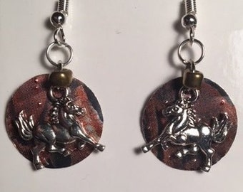 Horse recycled can earrings