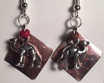 Camel recycled can earrings