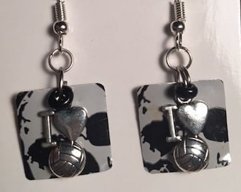 Volleyball recycled can earrings