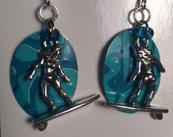 Surfer recycled can earrings