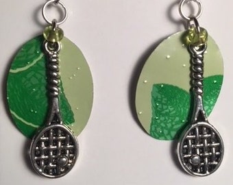 Tennis recycled can earrings