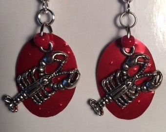 Lobster reycled can earrings