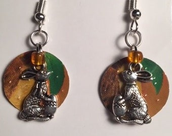 Bunny recycled can earrings