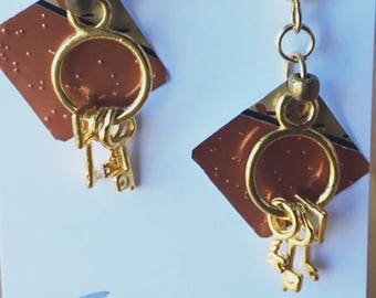 Keys recycled can earrings