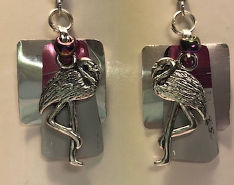 flamingo recycled can earrings