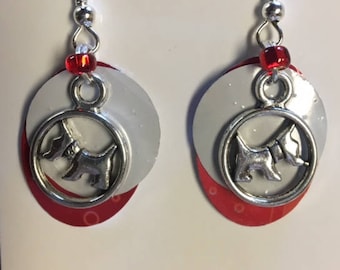 dog recycled can earrings