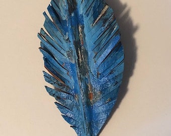 leather feather barrette