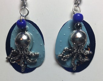 Octopus recycled can earrings