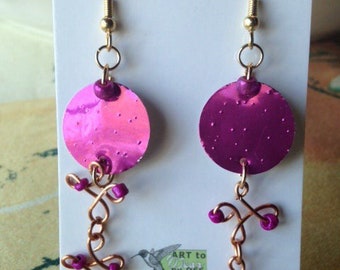 recycled can purple earrings